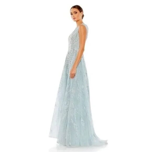 Mac Duggal 20312 Embroidered Sleeveless A Line Gown Ice Blue Size 10 NWT $798 - Picture 2 of 9